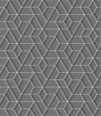 Vector seamless linear pattern with rhombuses. Abstract geometric low poly background. Stylish hexagon grid texture.