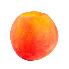 Obraz premium Close-up View of a Fresh Peach on a Transparent Background: Side view of a single whole fresh peach isolated on a transparent background
