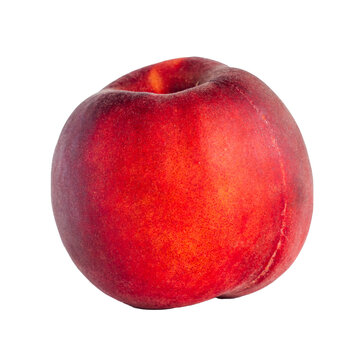 Close-up View of a Fresh Peach on a Transparent Background: Side view of a single whole fresh peach isolated on a transparent background