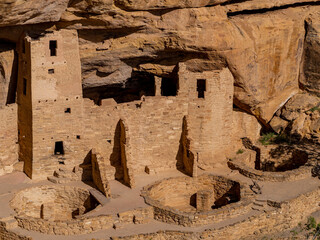 Sunny view of the historical Cliff Palace in Mesa Verde National Park