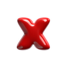 red cartoon letter X - Small 3d glossy font - Suitable for events, design or passion related subjects