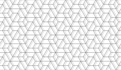 Vector seamless linear pattern with rhombuses. Abstract geometric low poly background. Stylish hexagon grid texture.