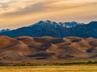 Fototapeta na wymiar Sunny view of the landscape of Great Sand Dunes National Park and Preserve