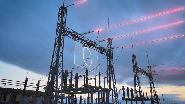 Power grid failure emergency blackout. Energy supply for technological smart city