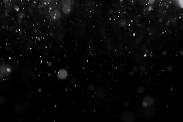 Fototapeta na wymiar Snow on a black background. A graphic resource for editing or a blank for a designer. AI generated, human enhanced