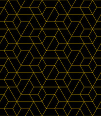 Vector seamless linear pattern with rhombuses. Abstract geometric low poly background. Stylish hexagon grid texture.