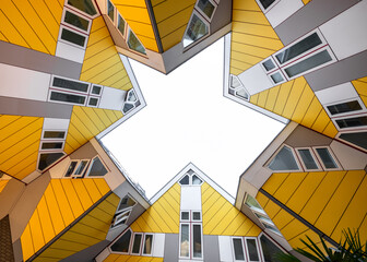 Famous Cube houses in Rotterdam, South Holland, Netherlands , Designed and architect by Piet Blom.