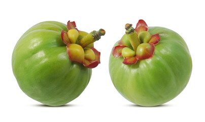 Garcinia atroviridis fruit isolated on white background