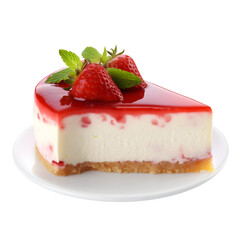 strawberry cheese cake isolated on white background white