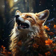 An energetic and majestic fox art