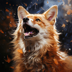 Fototapeta premium An energetic and majestic fox art