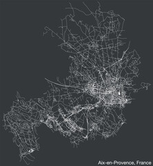 Detailed hand-drawn navigational urban street roads map of the French city of AIX-EN-PROVENCE, FRANCE with solid road lines and name tag on vintage background