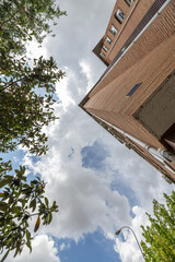 An extreme low-angle image showing