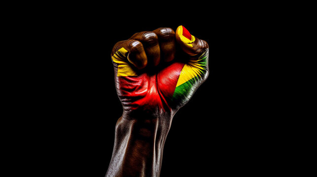 Black History Month colourful fist design black lives racial equality celebration banner