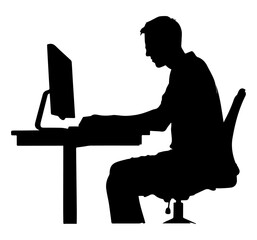 Silhouette of a gamer playing on a PC vector illustration © Jane