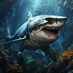 Obraz premium An energetic and majestic shark art