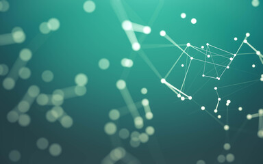 Abstract background. Molecules technology with polygonal shapes, connecting dots and lines. Connection structure. Big data visualization.