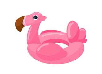 Rubber pink flamingo swimming round concept