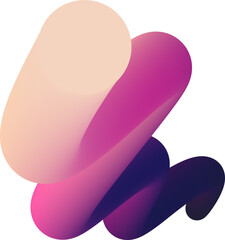 Colorful 3D Abstract Gradient Stroke Shape Illustration Isolated on a Transparent Background