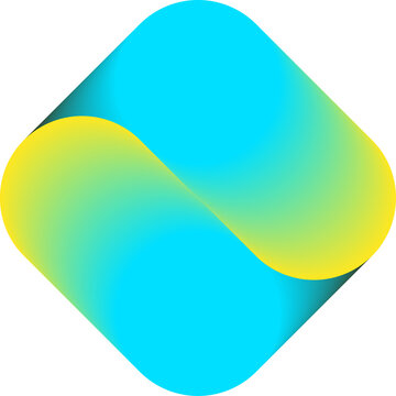 Colorful 3D Abstract Gradient Ramp Shape Illustration Isolated on a Transparent Background