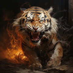 Obraz premium An energetic and majestic tiger art