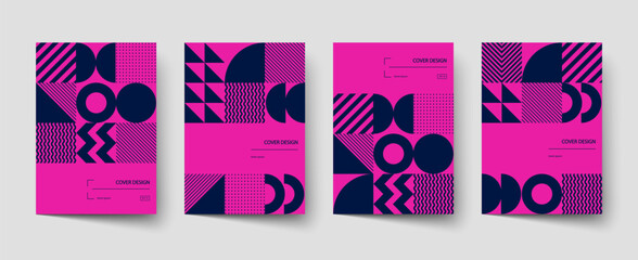 Trendy covers design. Minimal geometric shapes compositions. Applicable for brochures, posters, covers and banners.