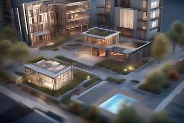 Concept of construction and design. 3d render of blueprints