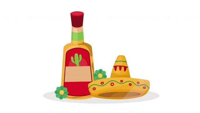 mexican culture tequila drink animation