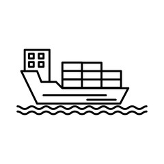 Cargo ship line and glyph icon, transport sign vector graphics, a linear pattern on a white background