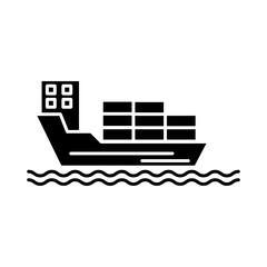 Cargo ship line and glyph icon, transport sign vector graphics, a linear pattern on a white background
