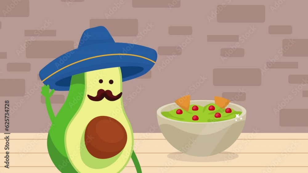 Canvas Prints mexican culture avocado comic character animation