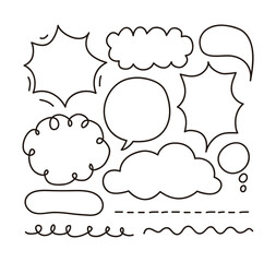 Fototapeta premium Hand drawn doodle style talk speech bubble illustration. cute, and simple speech bubbles.