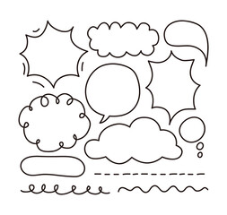 Hand drawn doodle style talk speech bubble illustration. cute, and simple speech bubbles.