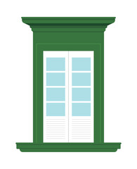 An illustration of an arched window. Windows in classical style buildings, houses, architecture.