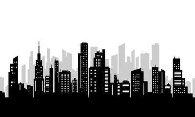 Vector illustration of black city silhouette with windows © Marco Tulio