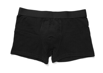Comfortable black men's underwear isolated on white, top view