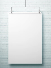 an illustration of a blank poster hung on a wall created by generative AI