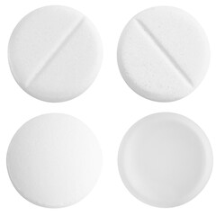 Set of different pills isolated on white