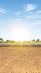 Asphalt road with green grass