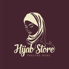 Hijab store vector logo, minimalist vector logo concept