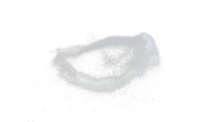 White Sand flying explosion, particle dot grain wave explode. Abstract cloud fly. White colored sand splash throwing in Air. Black background Isolated, circle 0 number