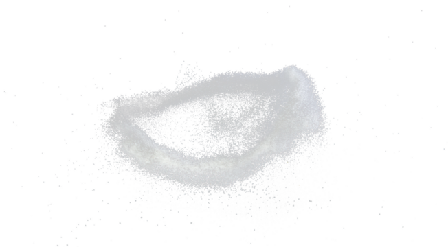 White Sand flying explosion, particle dot grain wave explode. Abstract cloud fly. White colored sand splash throwing in Air. Black background Isolated, circle 0 number