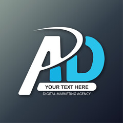 AD Letter Logo Design with Creative Modern Trendy Typography