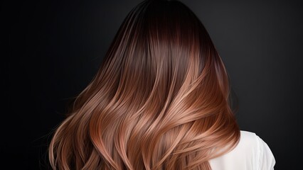 Fototapeta premium Elegant Hair Coloring Ombre or Balayage on Female Model from Behind, Generative AI