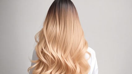 Fototapeta premium Stylish Back View of Woman with Ombre or Balayage Hair Dyeing, Generative AI