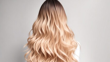 Fototapeta premium Stylish Back View of Woman with Ombre or Balayage Hair Dyeing, Generative AI