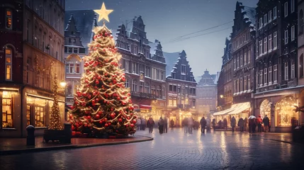 Rolgordijnen christmas market square © Imran