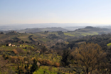 Fototapeta na wymiar Landscape Tuscany Fields Near San Gimignano, Italy