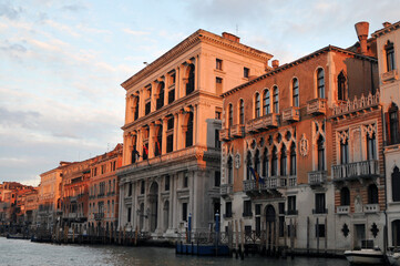 Orange Sunset Over The Grand Canal In Venice, Italy