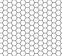 Vector modern minimalist geometric hexagon seamless pattern, black and white abstract geometric background